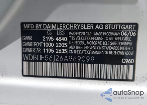 2006 Mercedes-Benz E 350 из США, поврежденный, VIN WDBUF56J26A969099